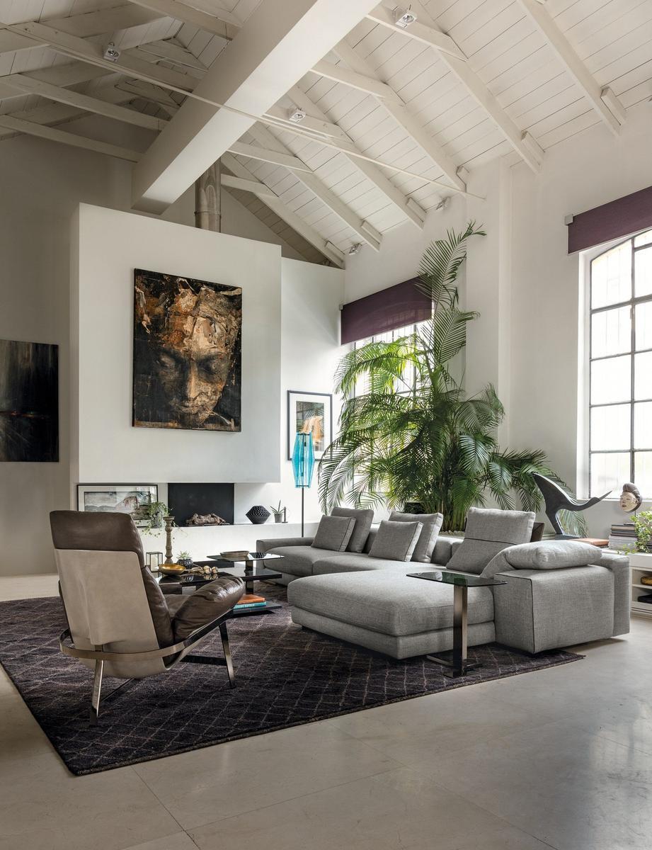 Fabric sofa with chaise longue | Atlas by Arketipo