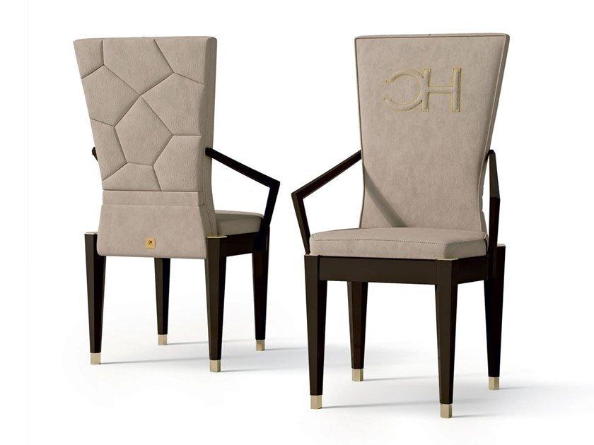 Upholstered nabuk chair with armrests and wooden frame | 7511 by Carpanese home