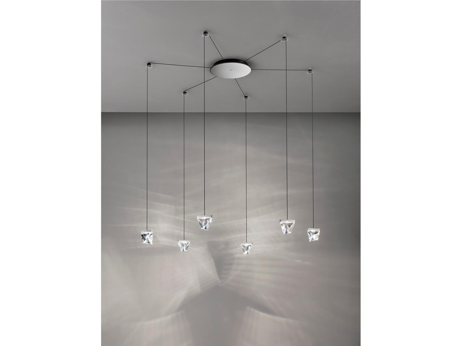 LED crystal pendant lamp | Tripla 6 Spots by Fabbian