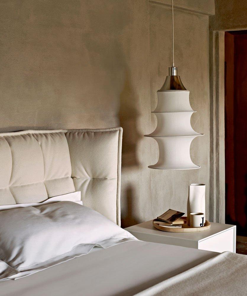 Fabric double bed with upholstered headboard | Husk by B&B Italia
