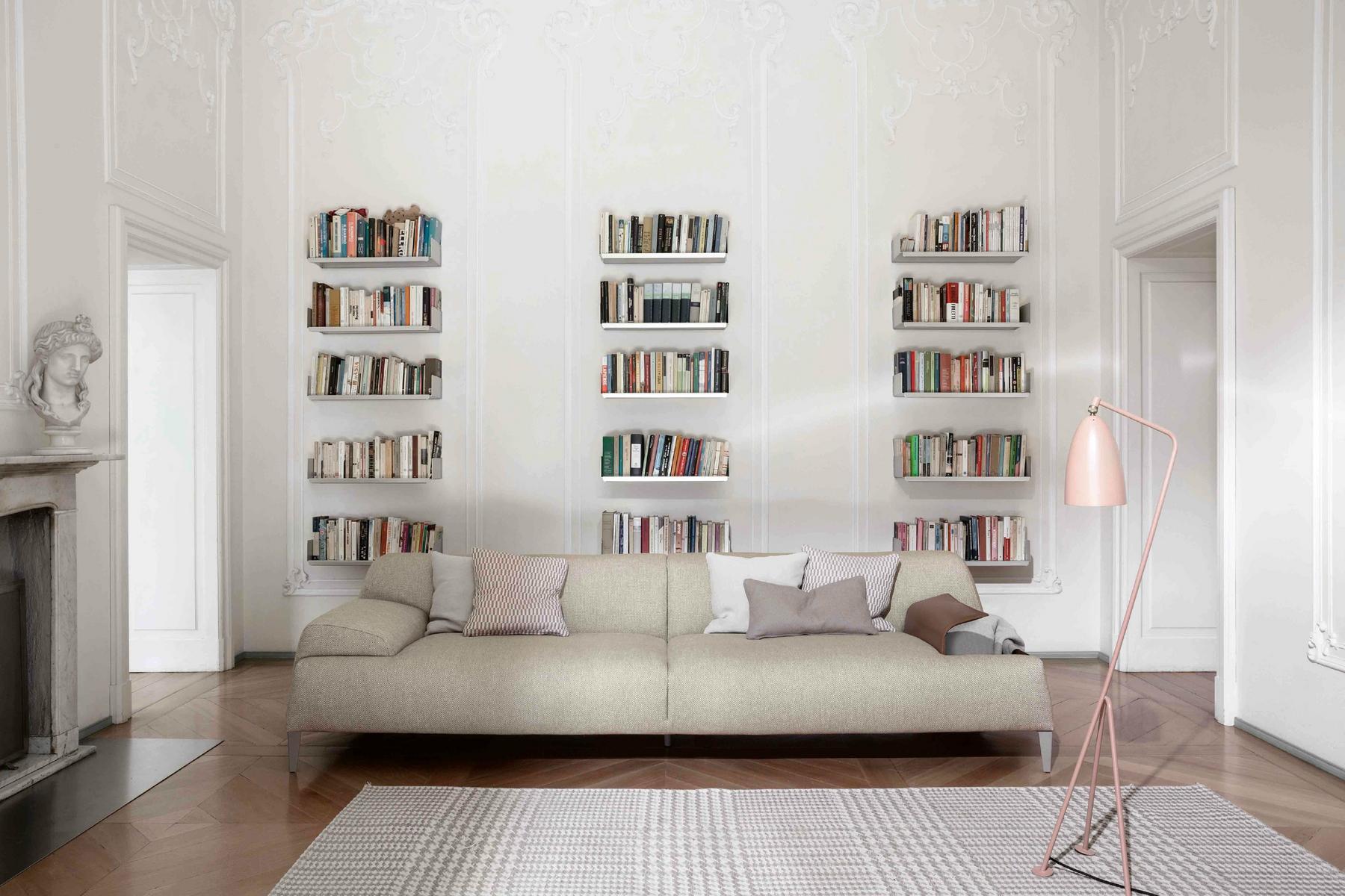 Leather sofa with removable cover with integrated magazine rack | Cave by Bonaldo