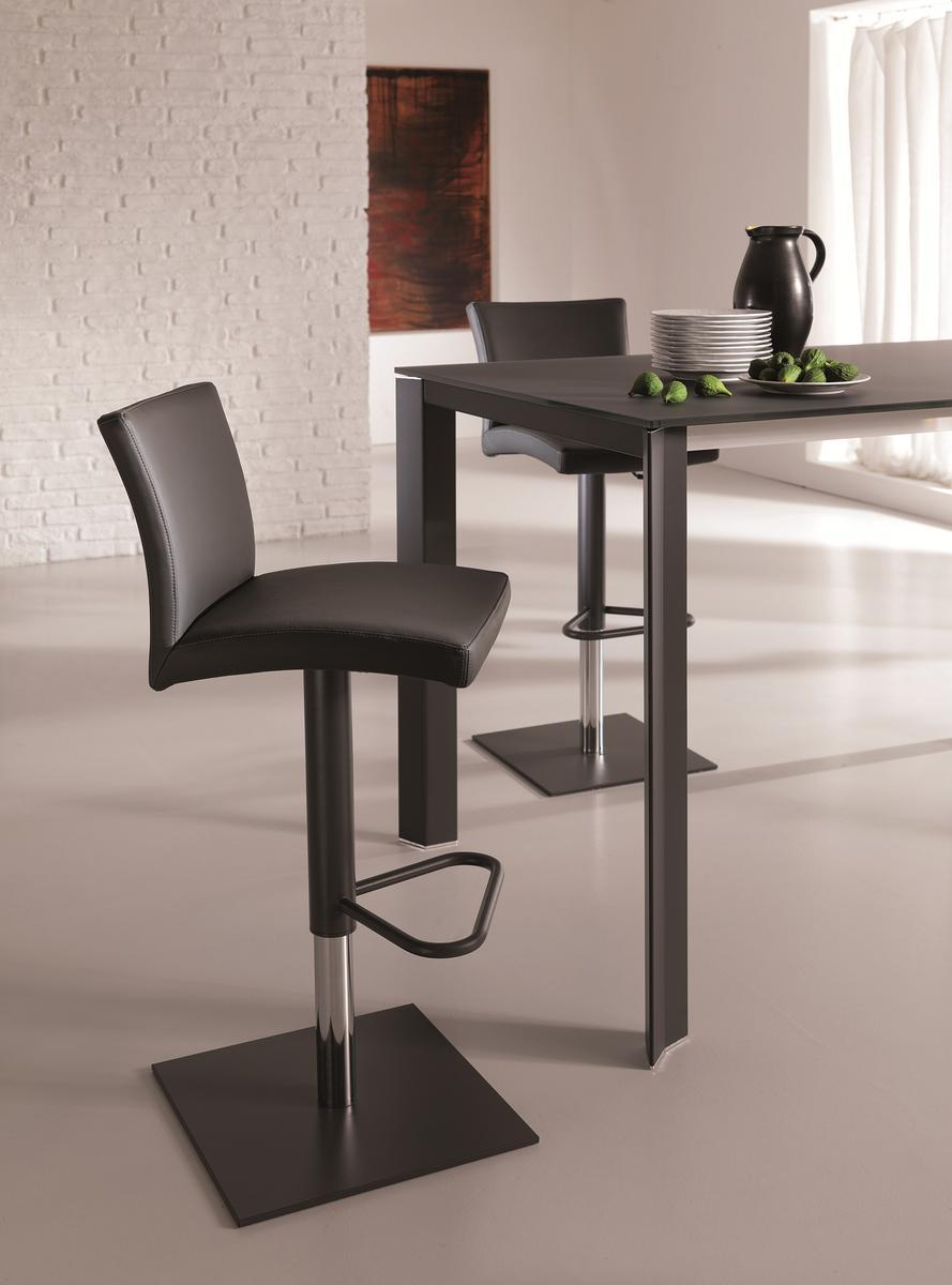 Upholstered height-adjustable leather stool | Soft by Ozzio Italia