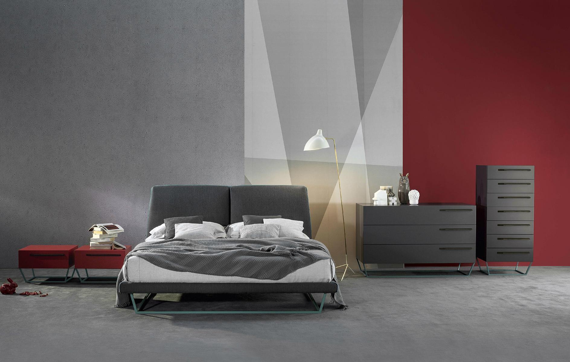 Double bed with upholstered headboard | Amlet by Bonaldo