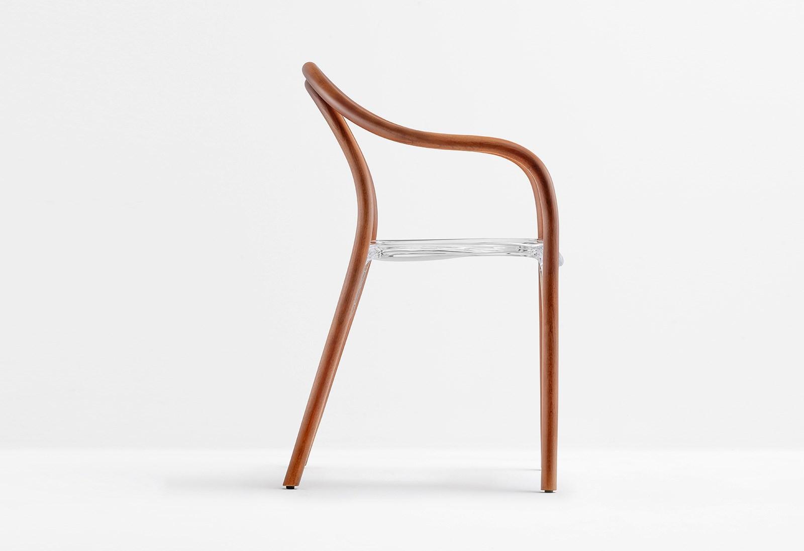 Stackable ash chair with armrests | Soul 3745 by Pedrali