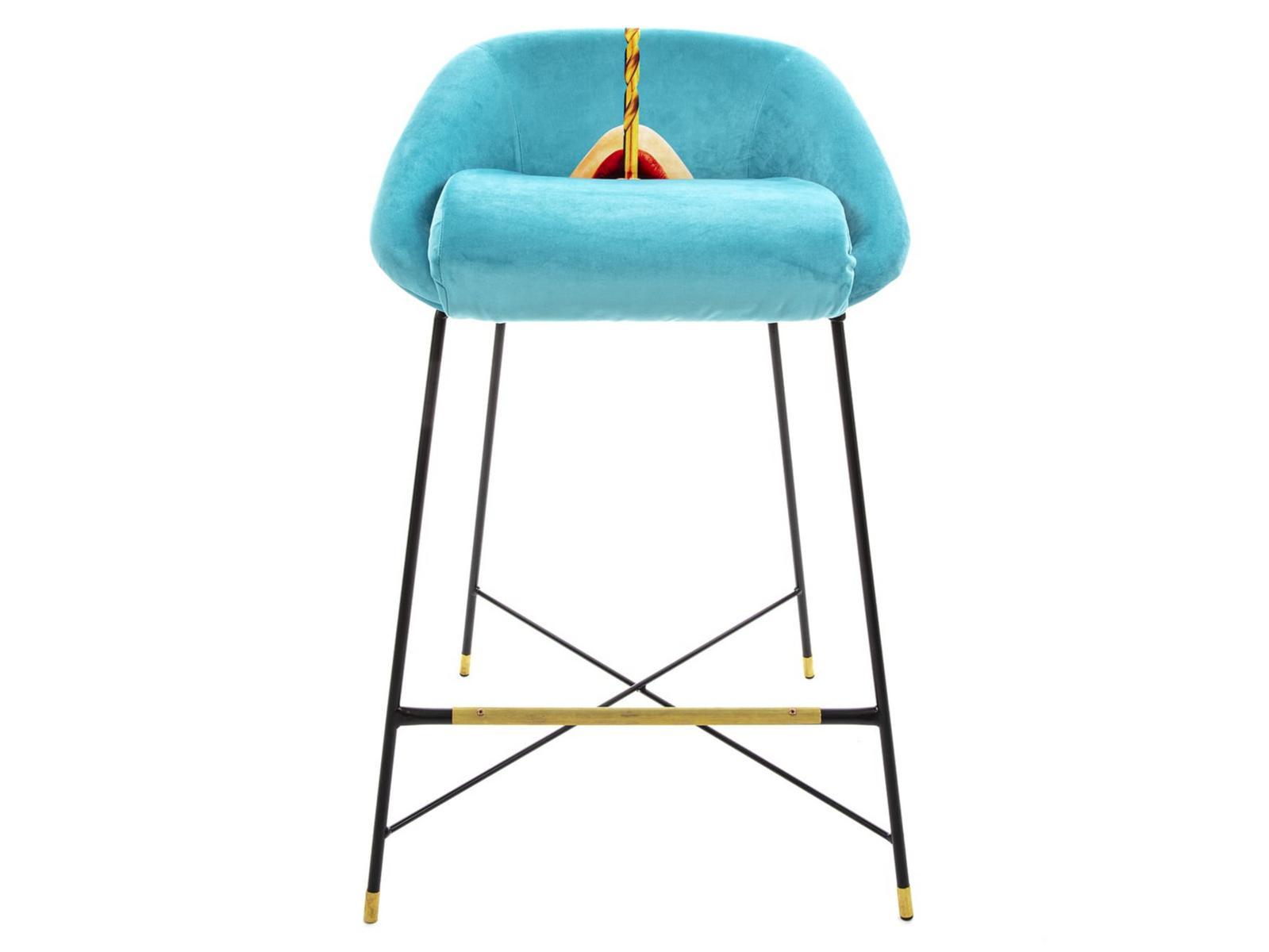 High fabric stool with back | Drill by Seletti