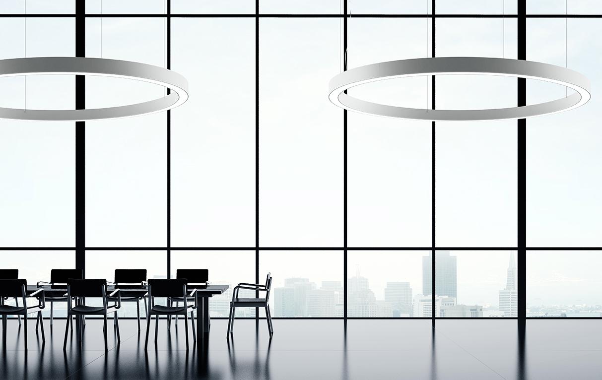 Direct-indirect light aluminium pendant lamp | Golden Ring by Panzeri