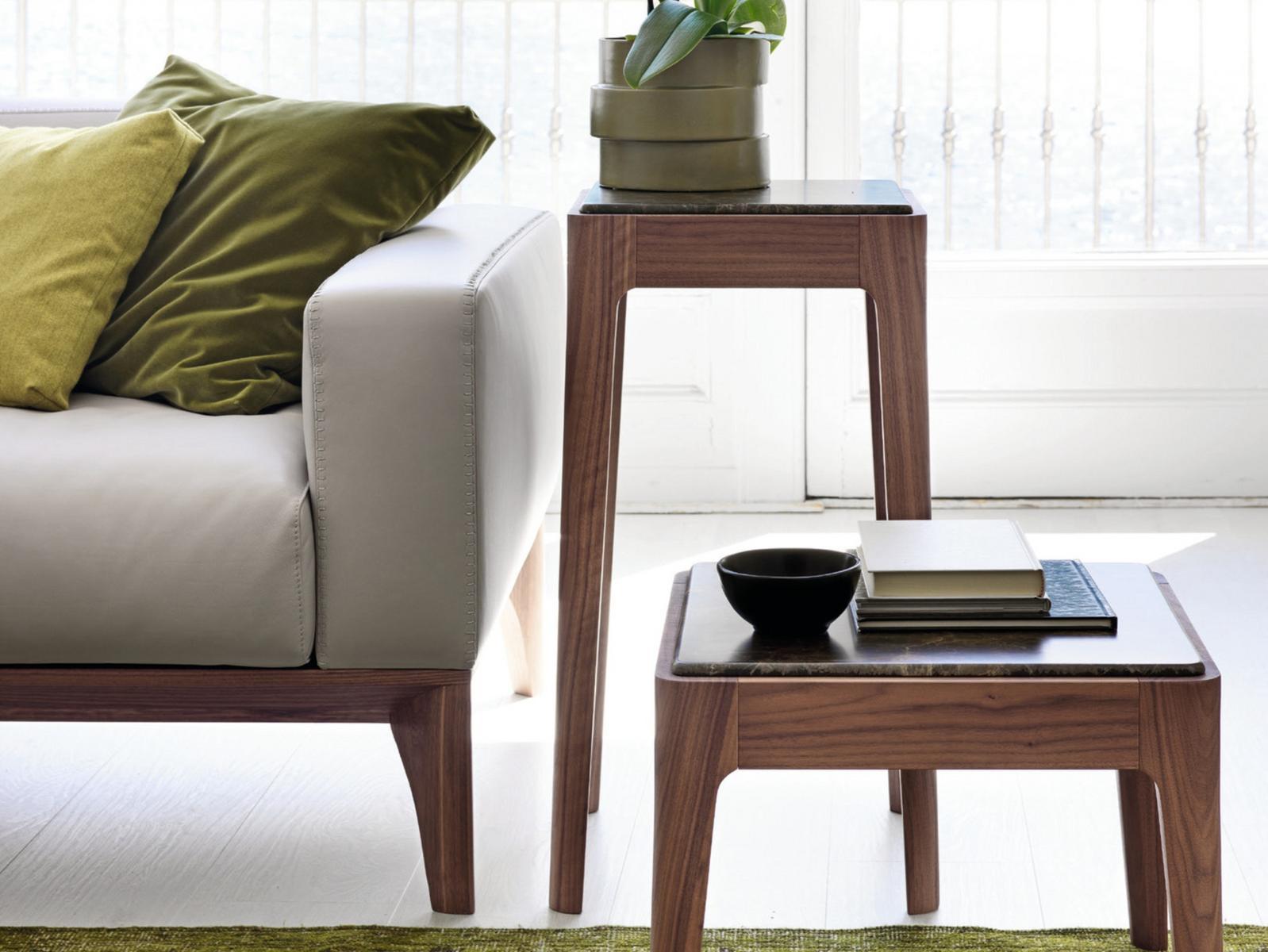 Square walnut high side table | Ziggy 2 by Porada
