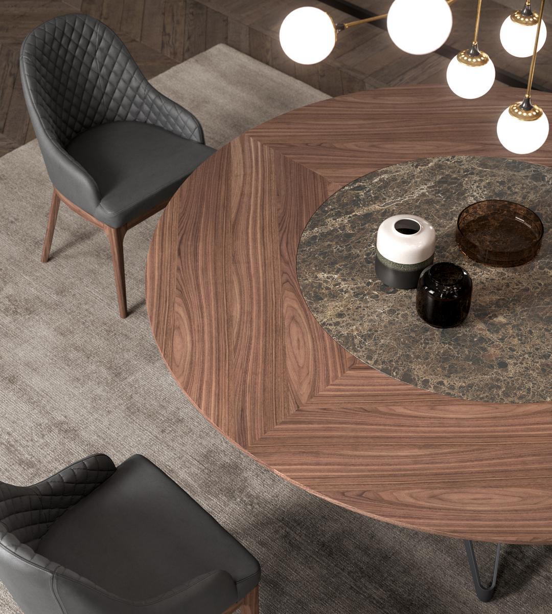 Round oak table with Lazy Susan | Dna by Ozzio Italia