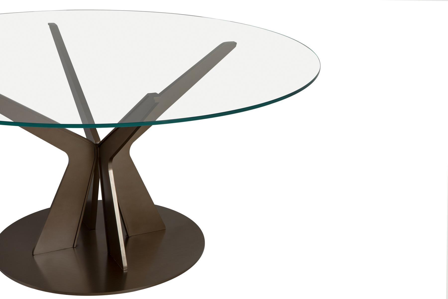 Round glass table with metal base | Tree by Tonin Casa