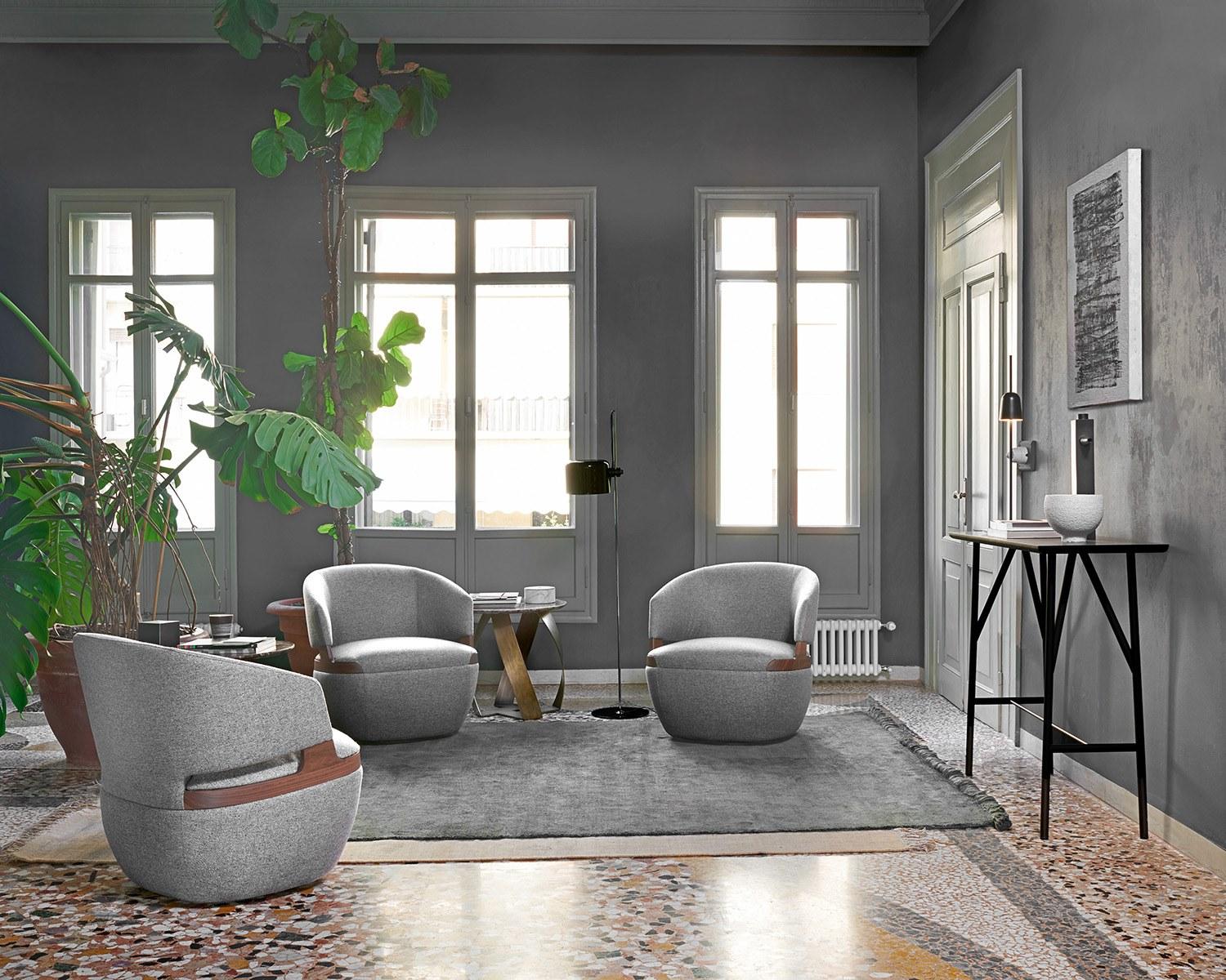 Swivel fabric easy chair | Velis by Potocco