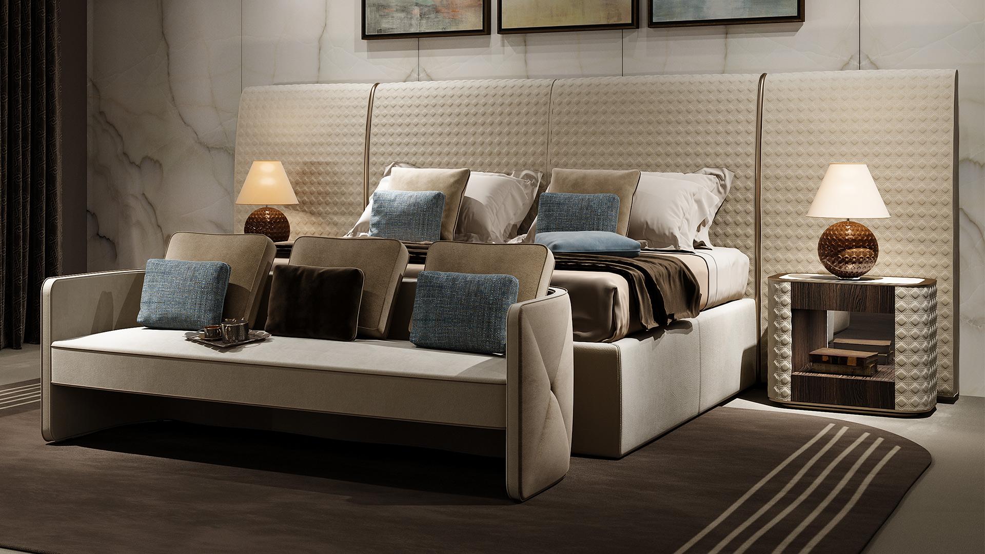 Leather double bed | San Marco by Reflex