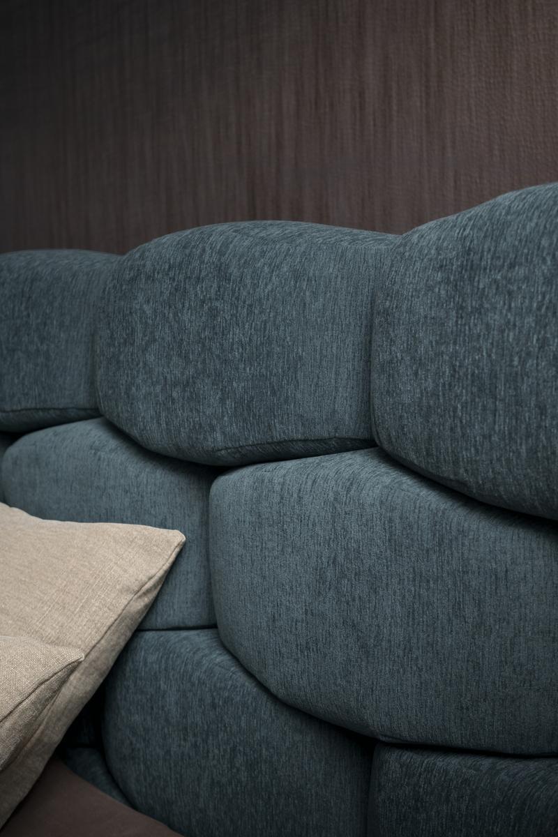 Double bed with upholstered headboard | Majal by Flou