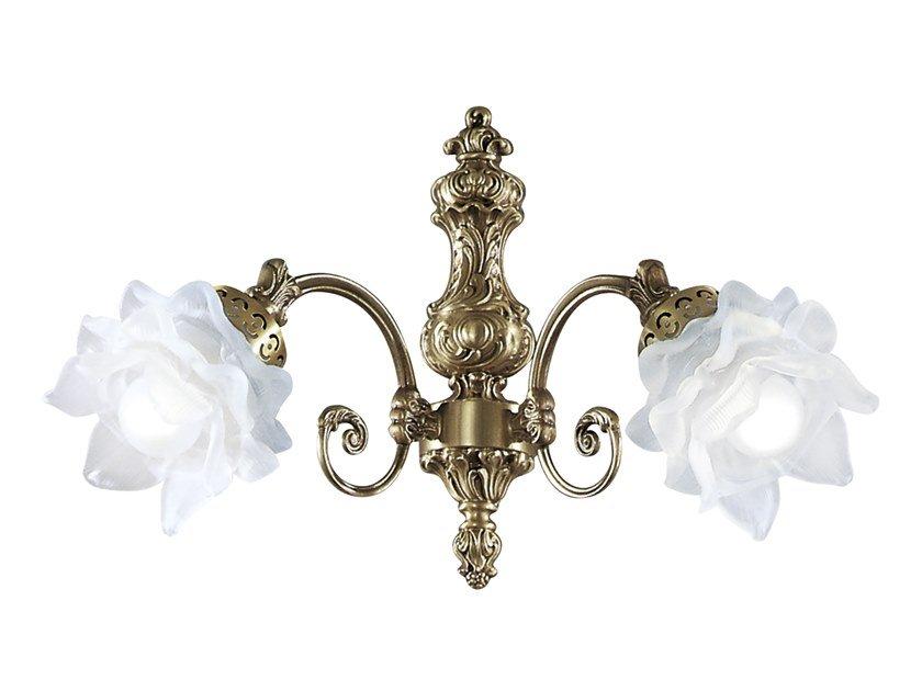 Satin brass wall light with glass | Michela 15/a2 by Possoni Illuminazione