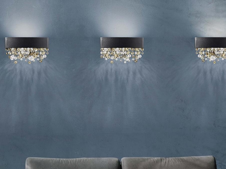 Metal wall light with crystals with dimmer | Olá A1 Ov 30 by Masiero