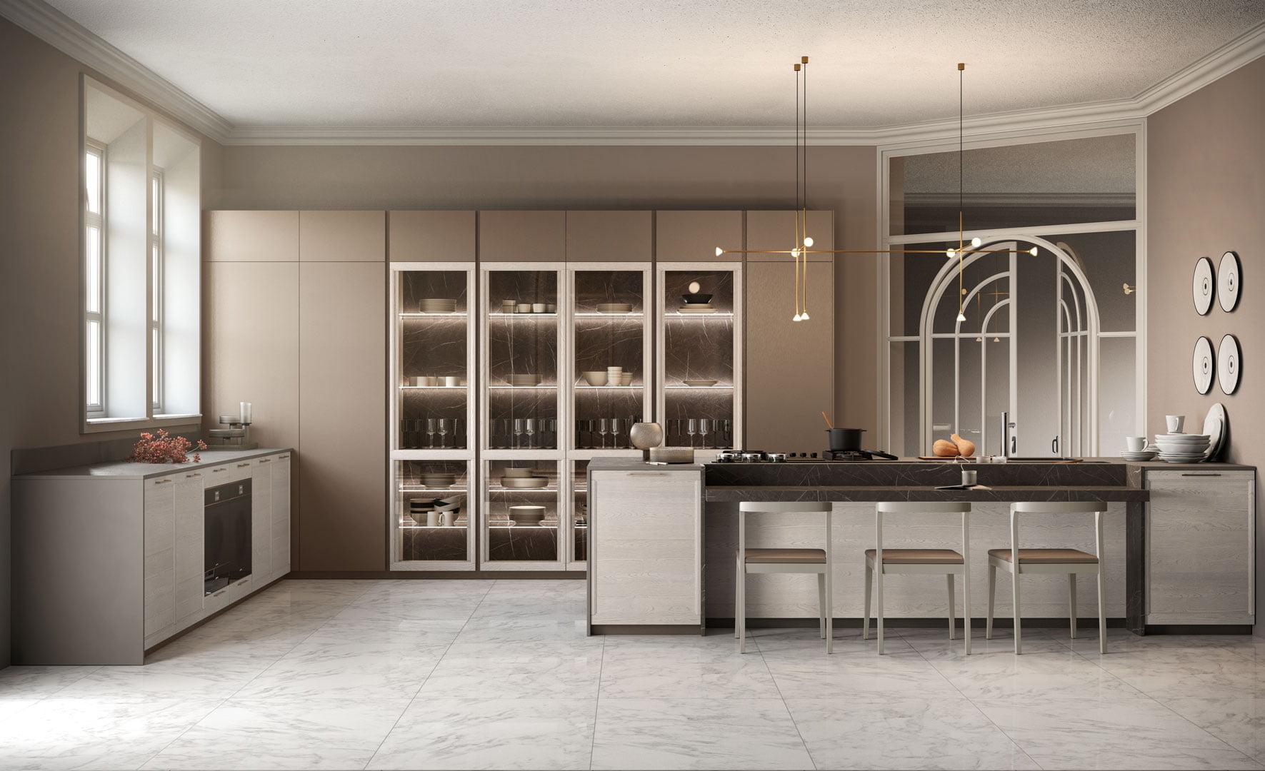 Lacquered kitchen with handles Lube Cucine Flavour