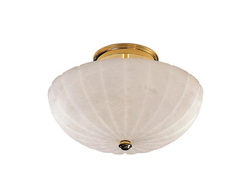 Gold plated ceiling light with alabaster | Achille 2909/plp by Possoni Illuminazione
