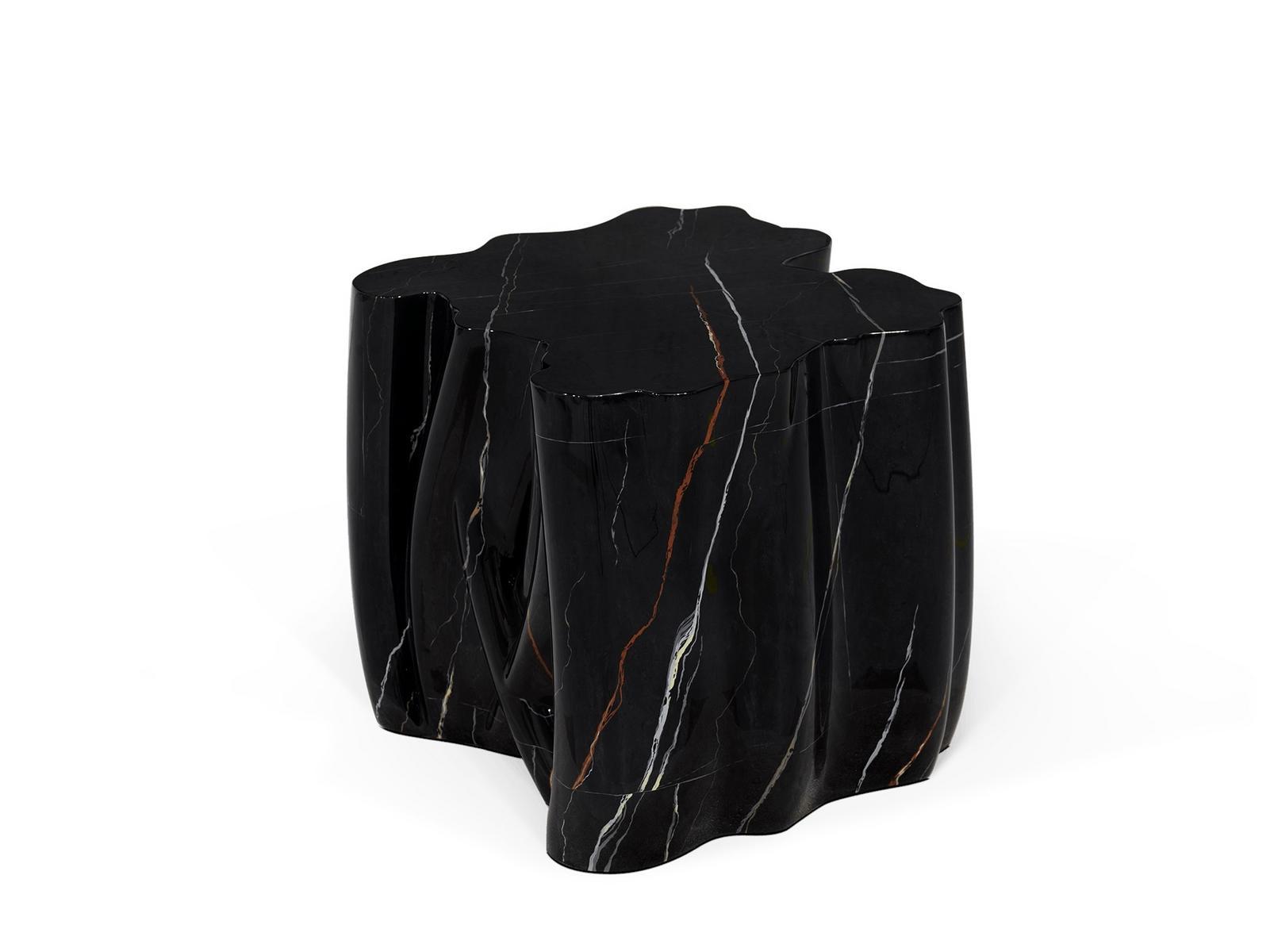 Glass-fibre side table | Monochrome Faux-marble by Boca Do Lobo