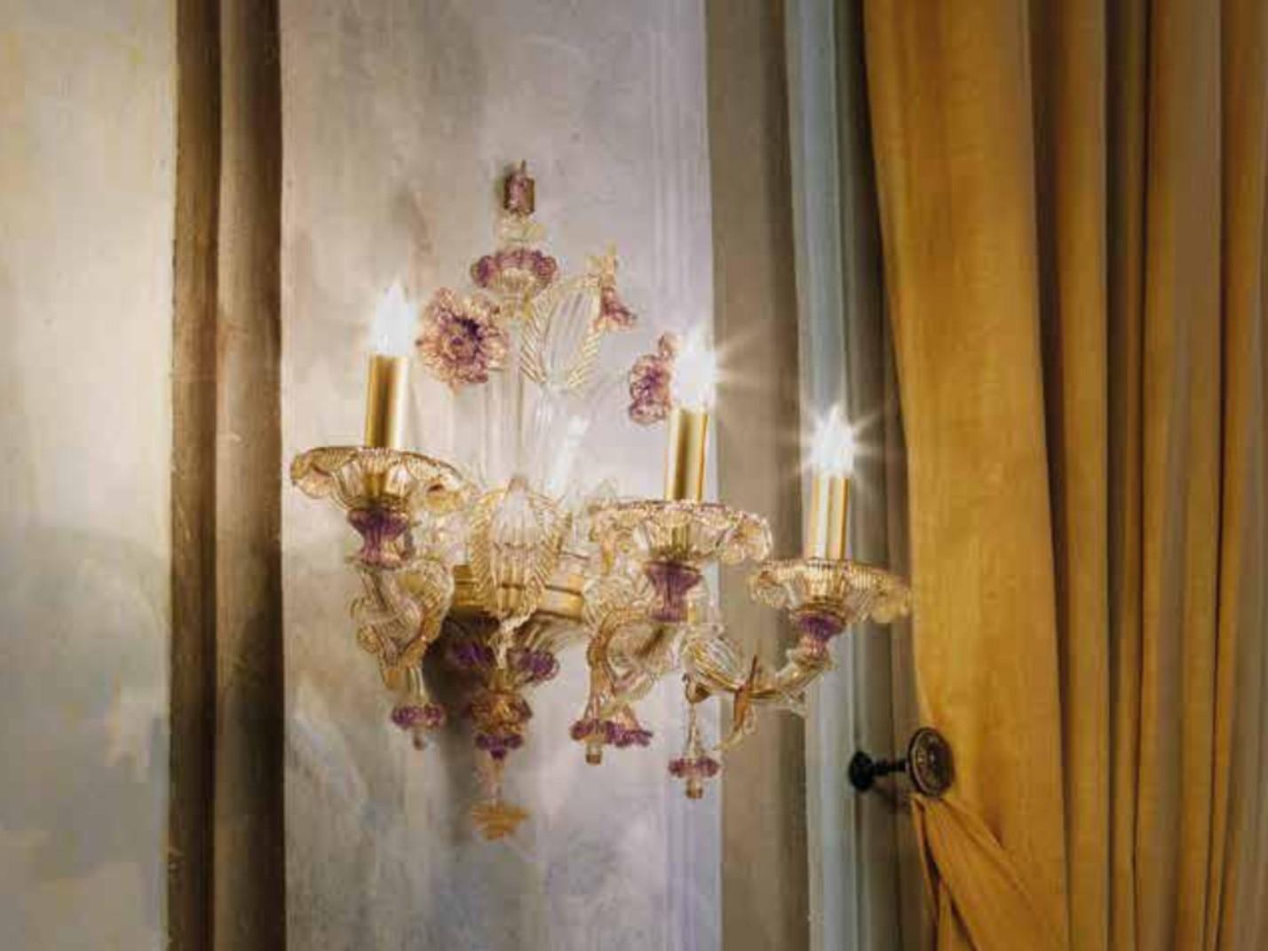 Glass wall lamp with crystals | Rezzonico by Sylcom