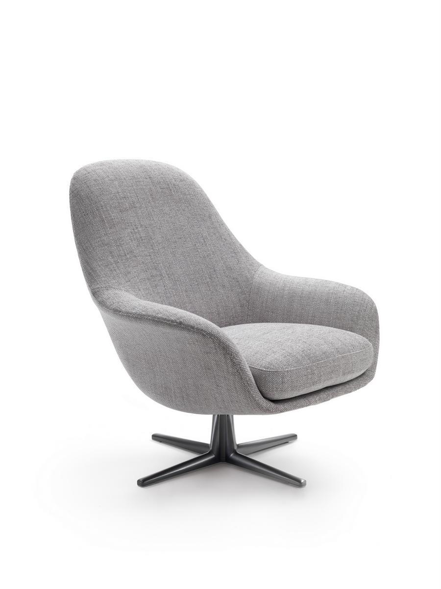 Swivel fabric armchair with armrests | Sveva Soft by Flexform