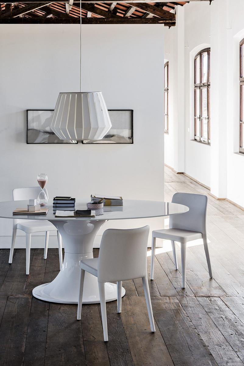 Contemporary style upholstered leather restaurant chair | Nenè Sr-sf by Midj