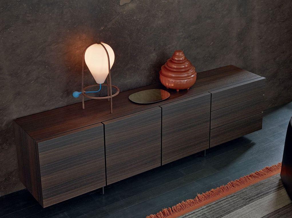 Wood veneer sideboard with doors | Pandora by Poliform