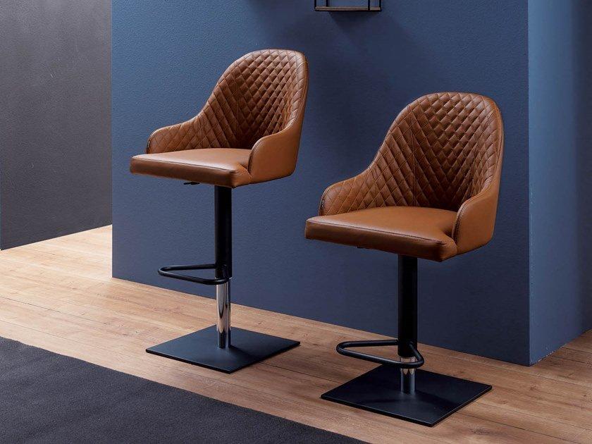Upholstered leather stool with gas lift | Prometeo by Ozzio Italia