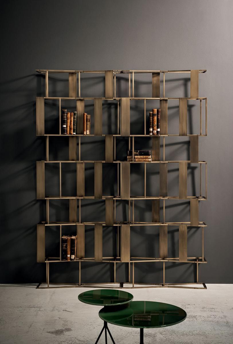 Open double-sided metal bookcase | Rafiki by Baxter