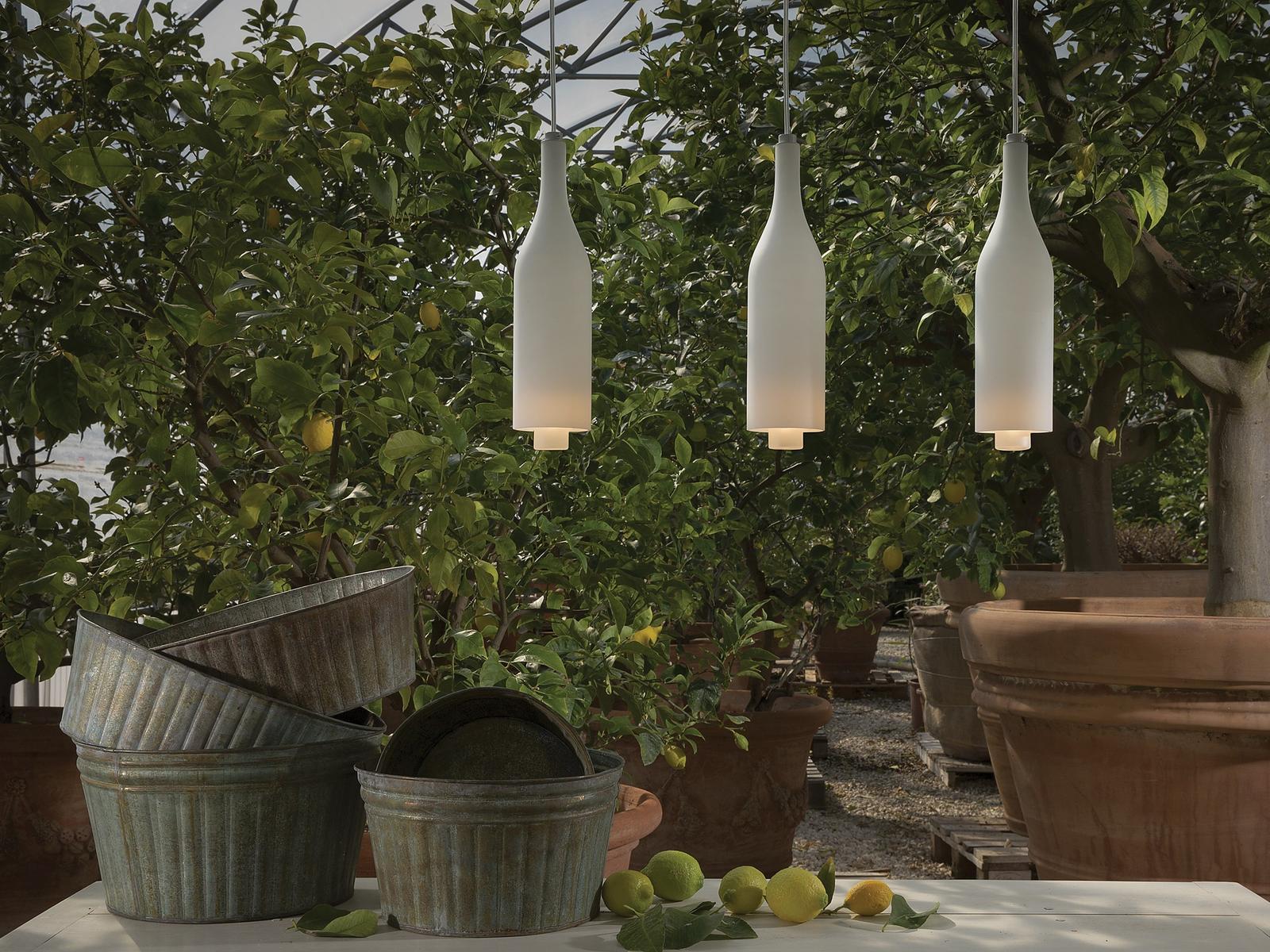 Satin glass pendant lamp | Bacco by Karman