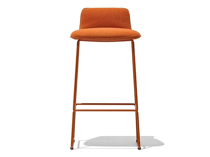 High sled base fabric stool with footrest | Riley Soft by Connubia