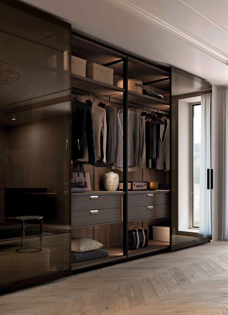 Glass and aluminium wardrobe | Glass by Olivieri