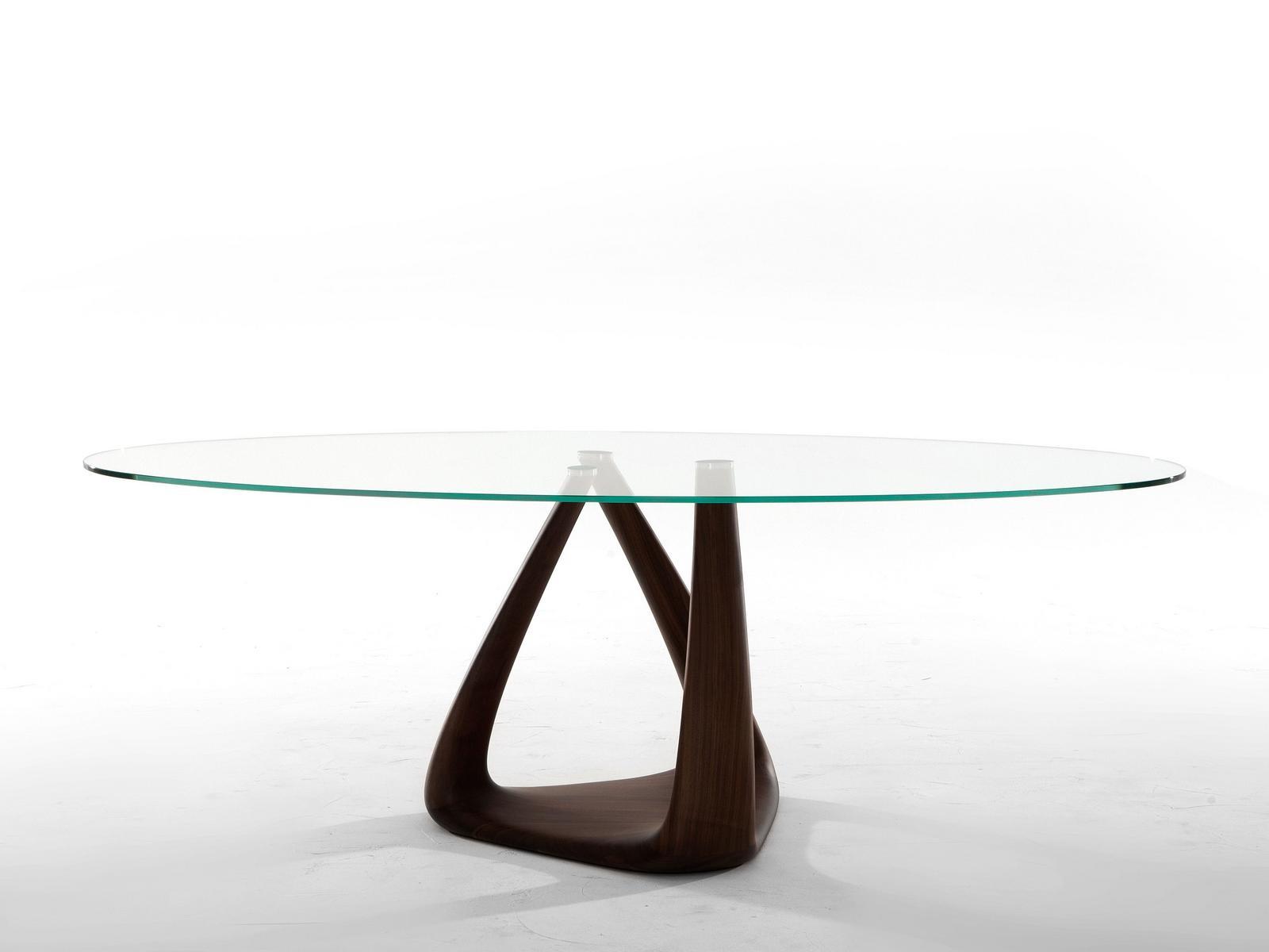Round wood and glass table | Rizoma by Tonin Casa