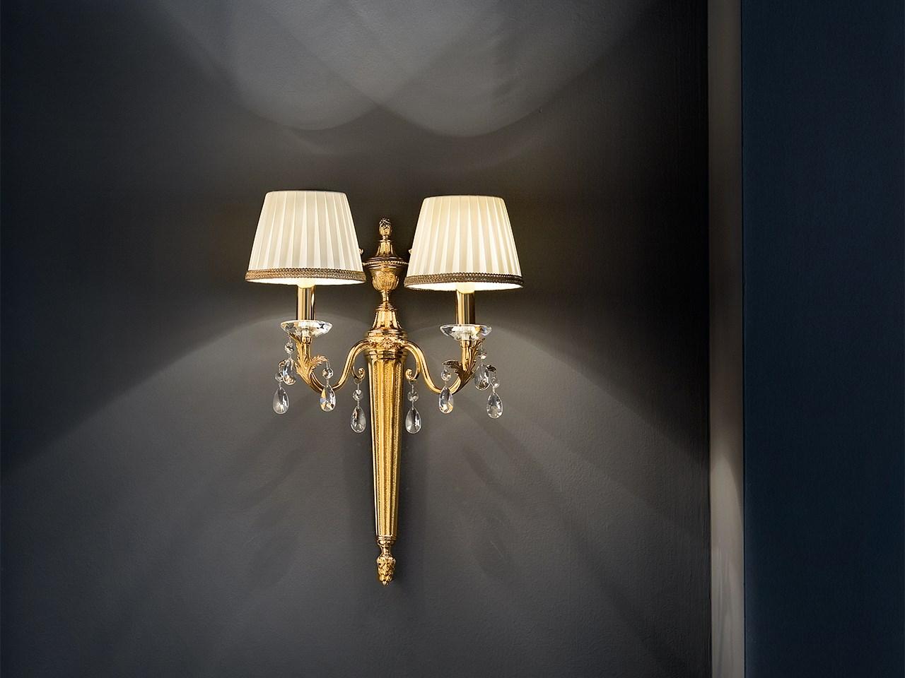 Metal wall lamp with crystals | Primadonna A2 by Masiero