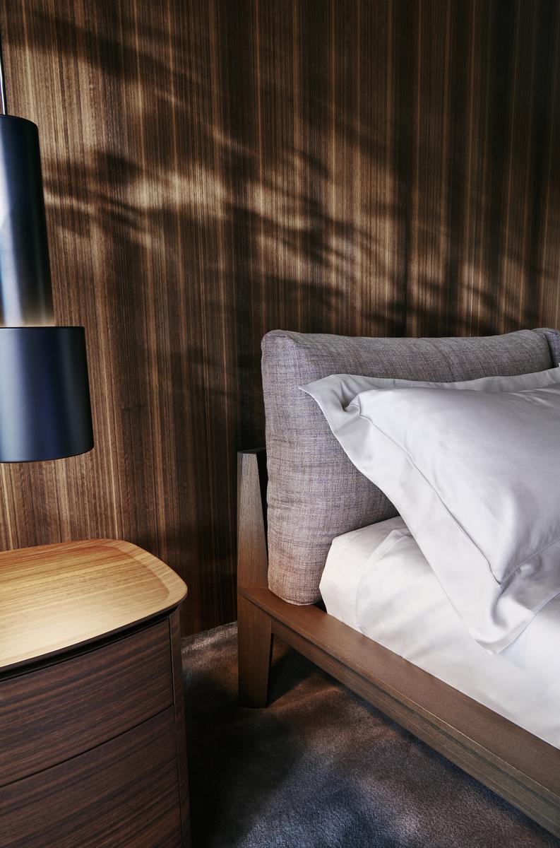 Fabric double bed with upholstered headboard | Wish by Molteni