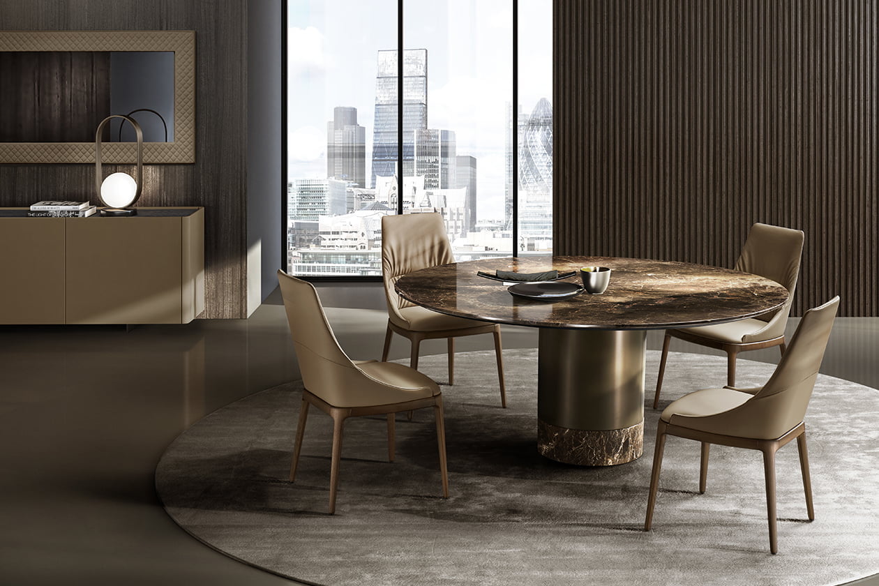 Square stone table | Cilindro marble by Eforma