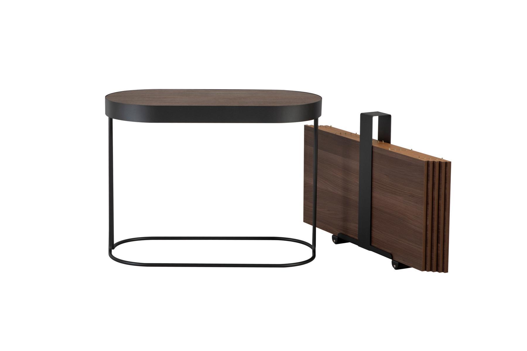 Extendable oval console in walnut and steel base | Cora by Tonin Casa