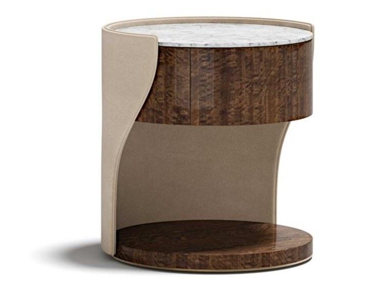 Round wooden bedside table with drawers | Datejust by Capital Collection