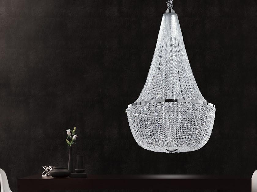 LED chrome plated pendant lamp with crystals | Impero & Deco Ve 864 by Masiero