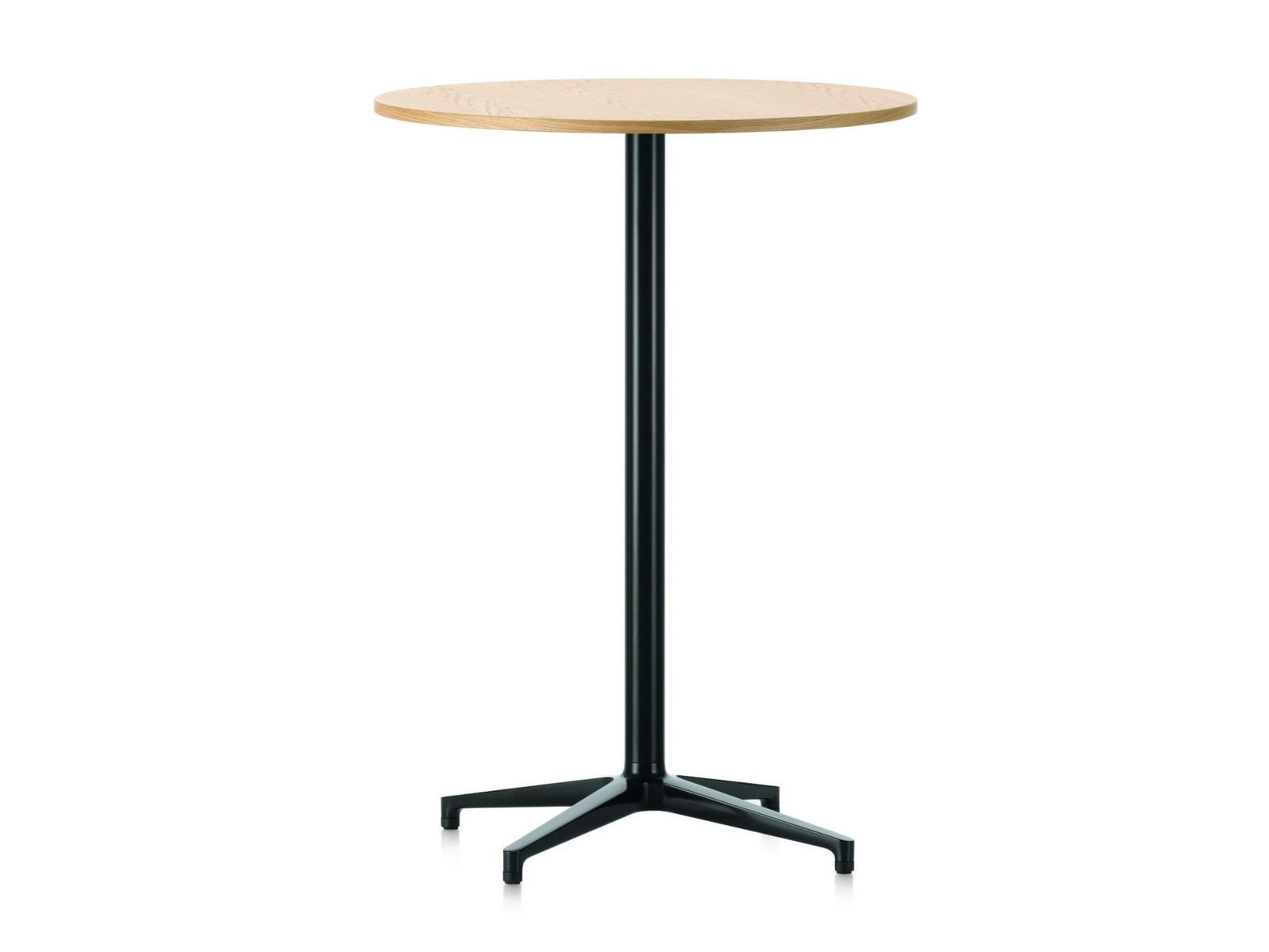 Round high table with steel base and wooden top | Bistro by Vitra