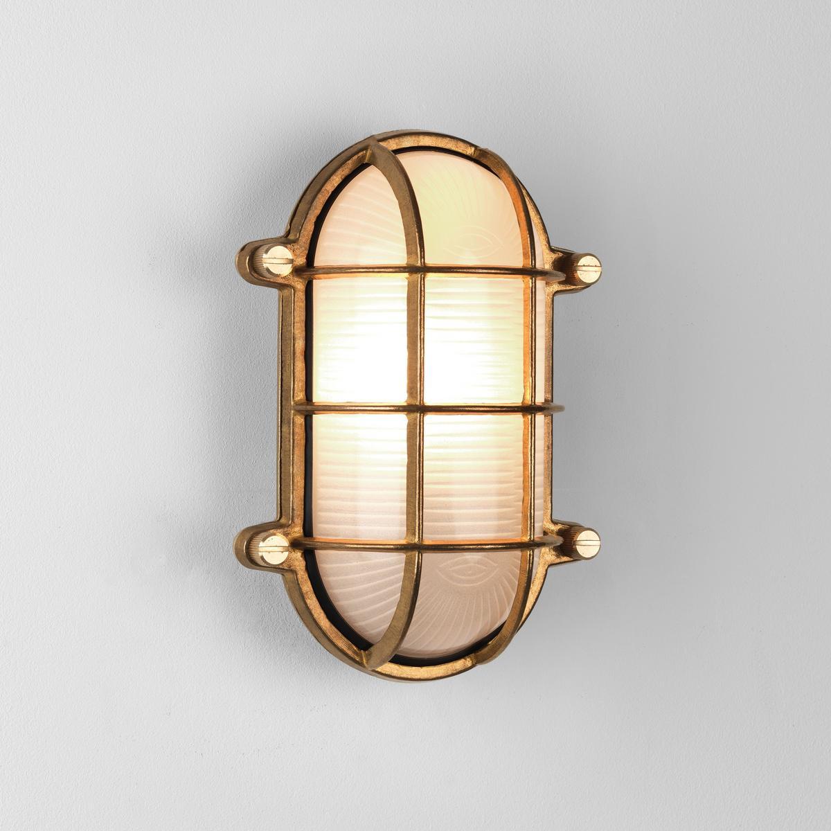 LED outdoor wall lamp in brass and glass | Thurso Oval by Astro lighting