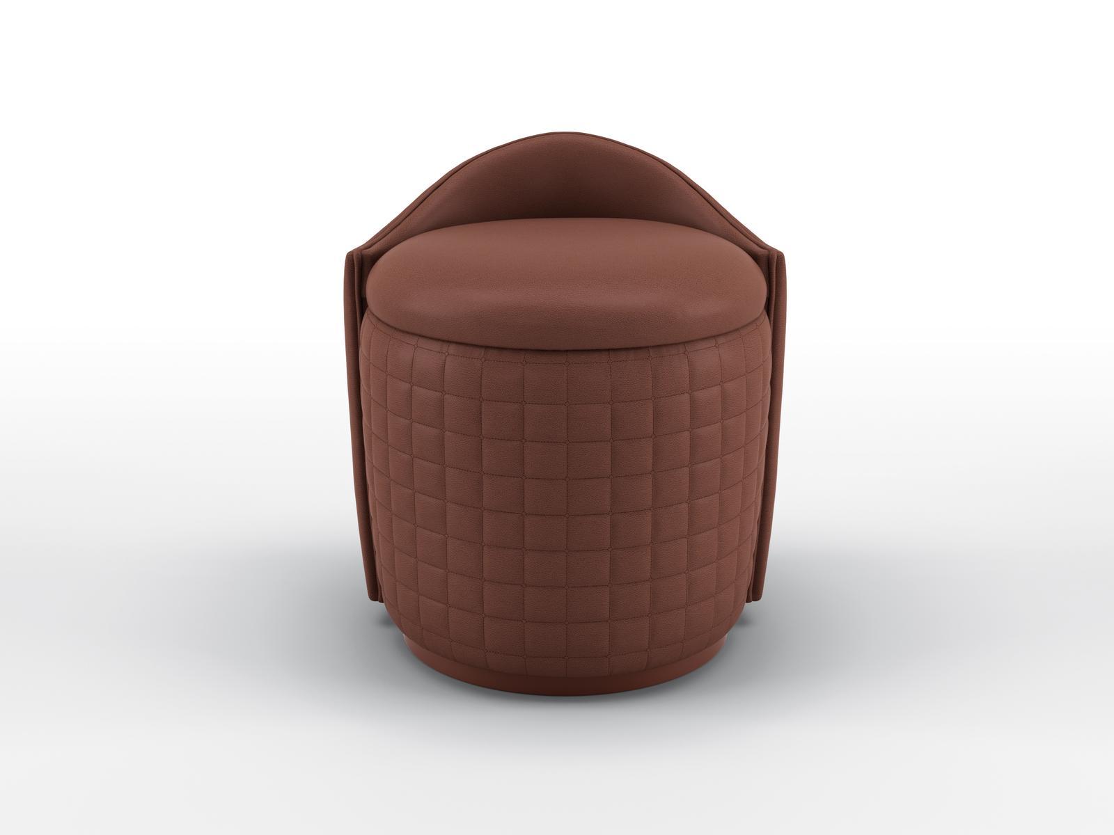 Round leather pouf | Kimberly by Bruno Zampa