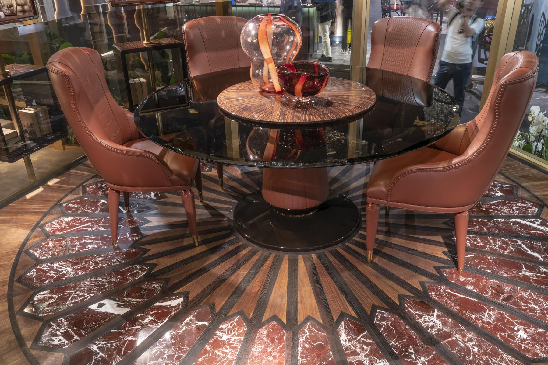 Upholstered leather chair with armrests | Diletta by Bruno Zampa