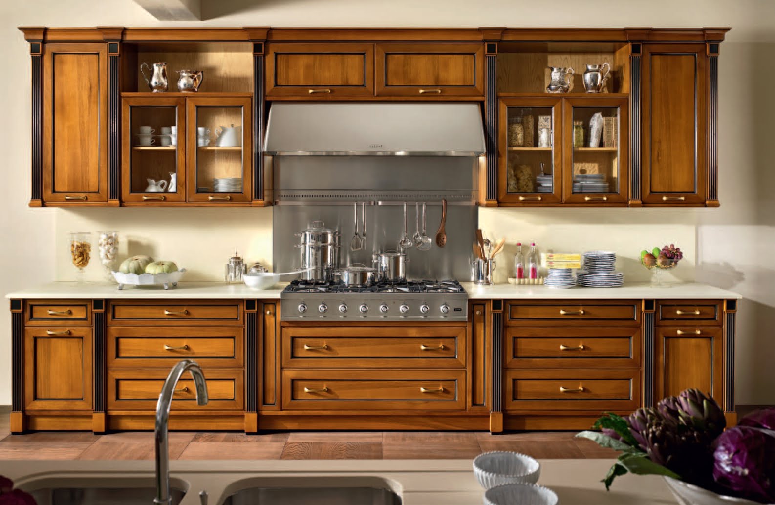 Wood kitchen with handles FM bottega d'Arte Milano