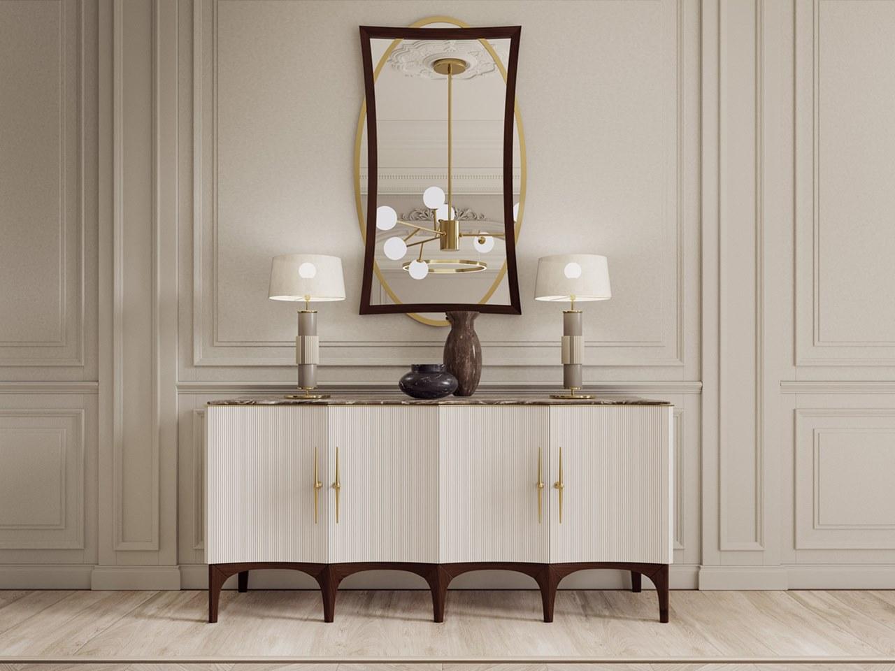Wooden sideboard with hinged doors and marble top | Pr.483 by Stella del Mobile