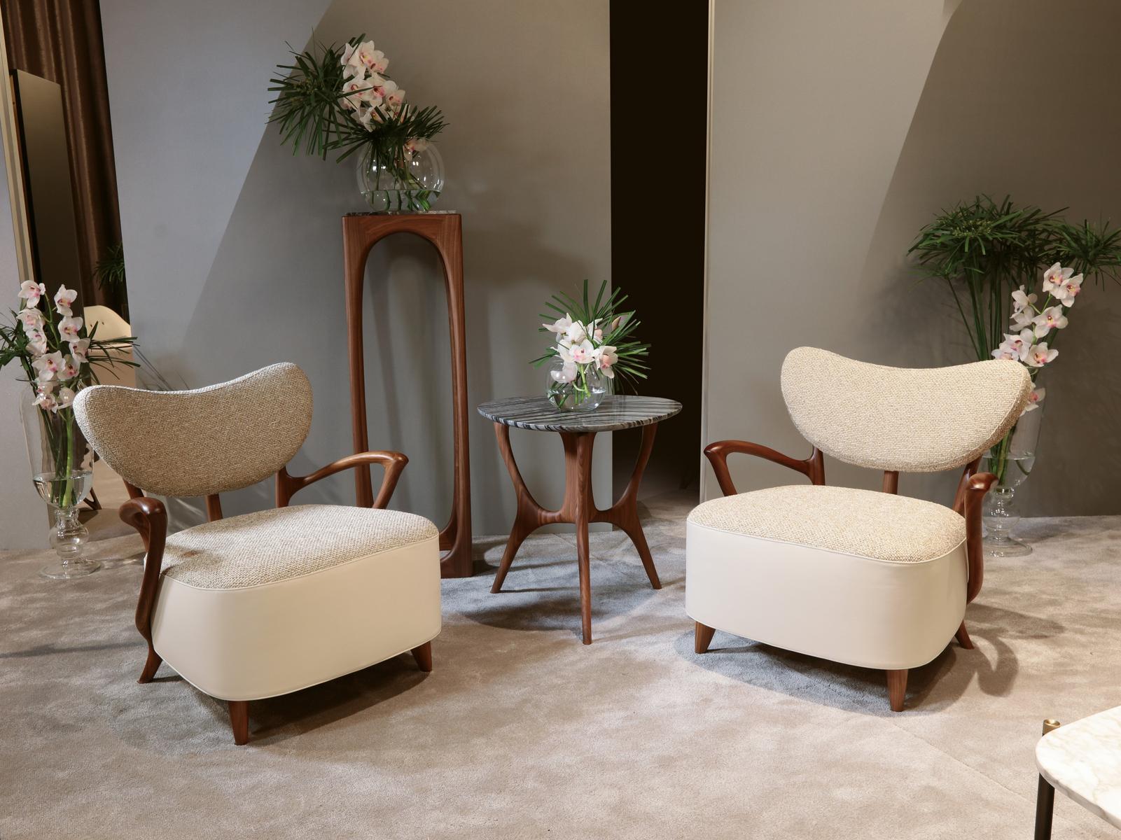 Upholstered fabric easy chair with armrests | Teia by Ezio Bellotti