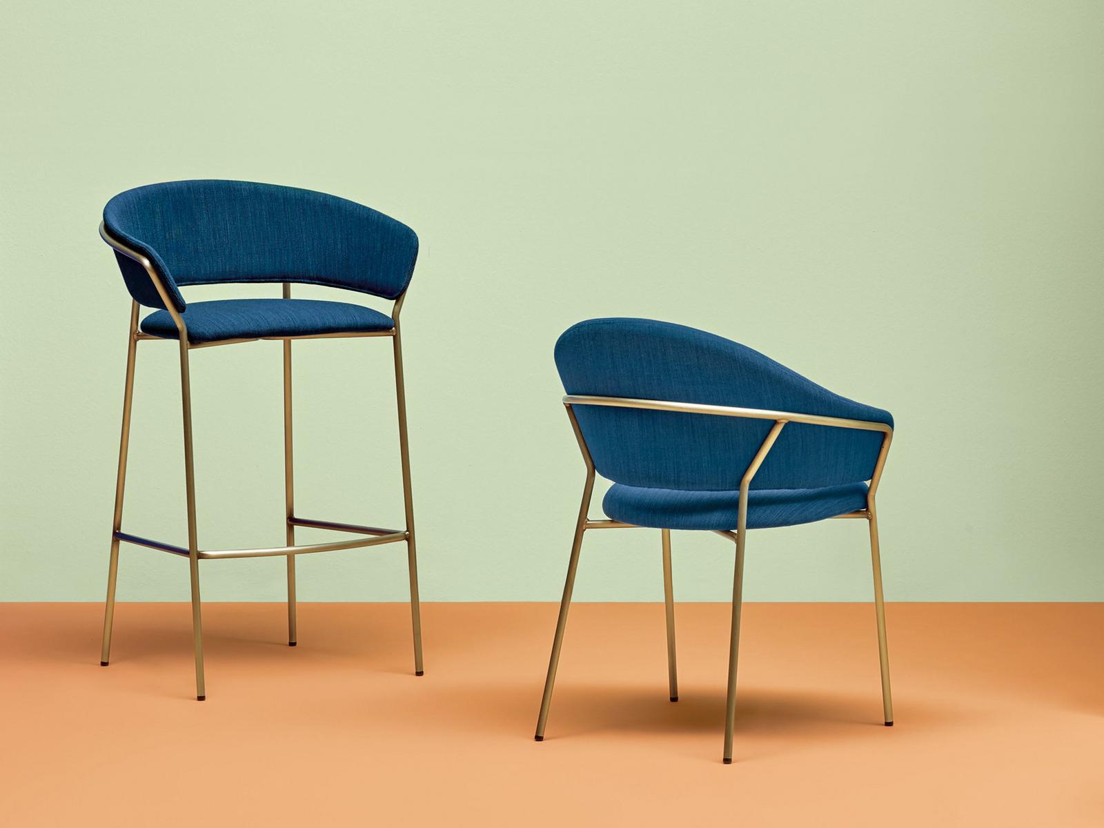 High upholstered stool with back | Jazz 3718 by Pedrali