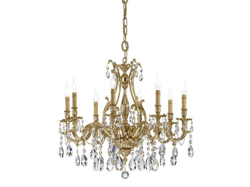French Gold chandelier with Schoeler Crystals | Versailles 093/8-sh/g by Possoni Illuminazione
