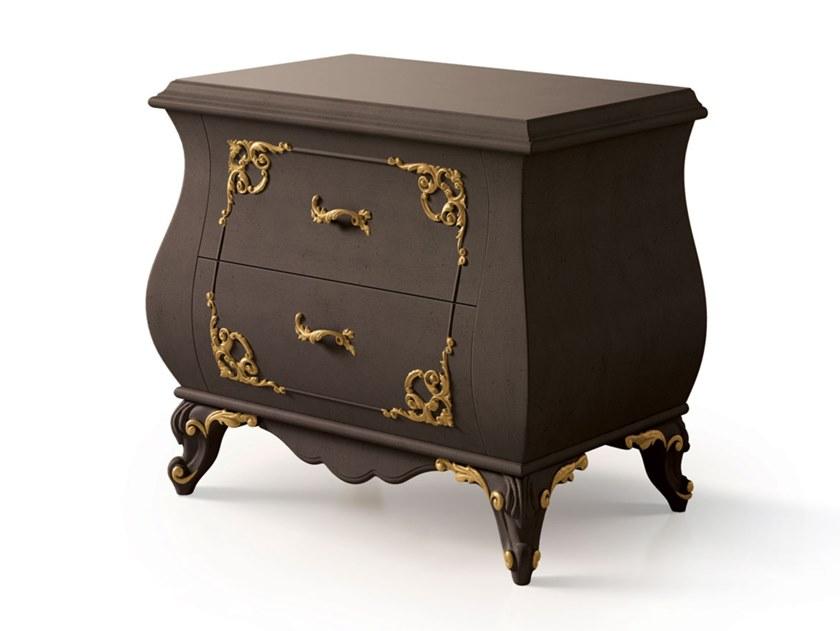 Rectangular wooden bedside table with drawers | 6572 by Carpanese home