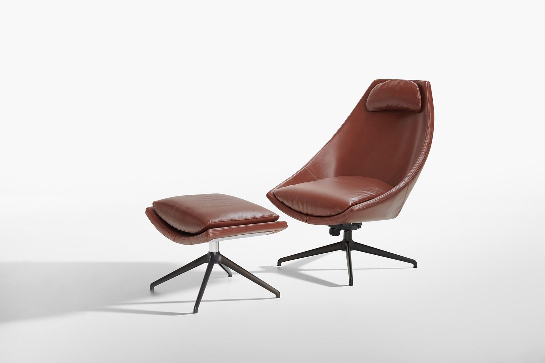 Leather armchair with headrest | Cut by Potocco