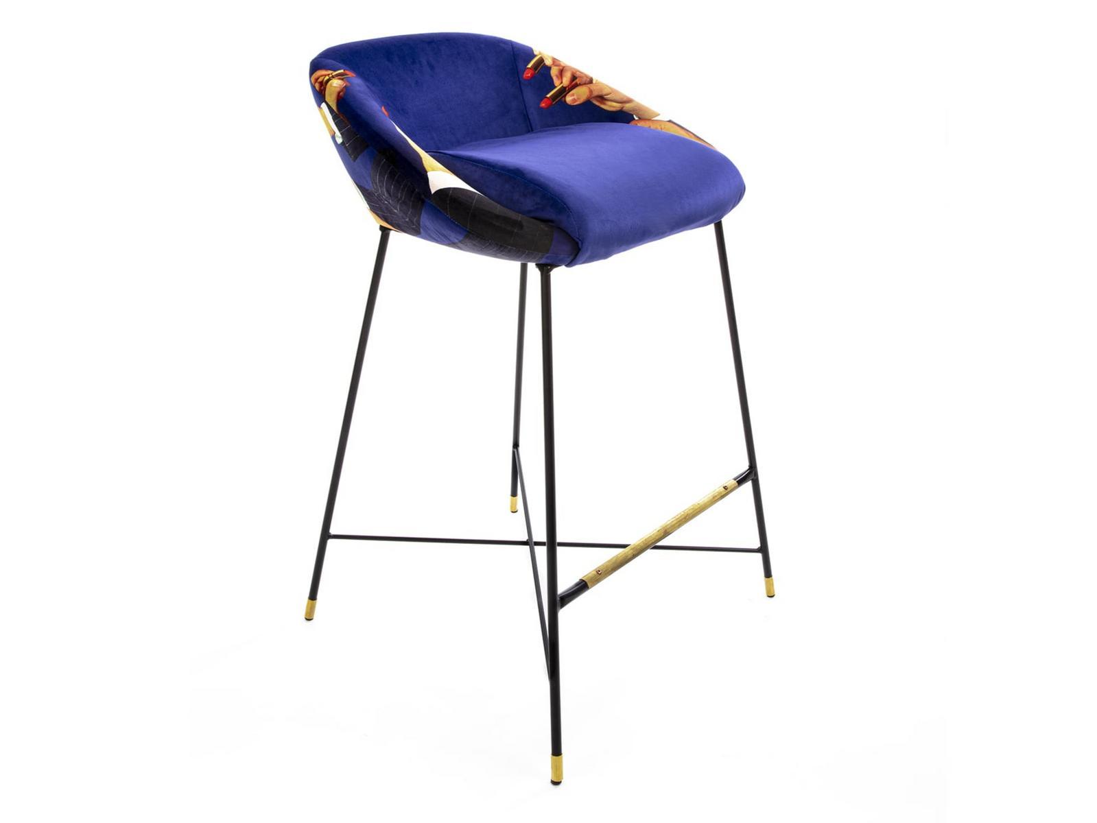 High fabric stool with back | Lipsticks by Seletti