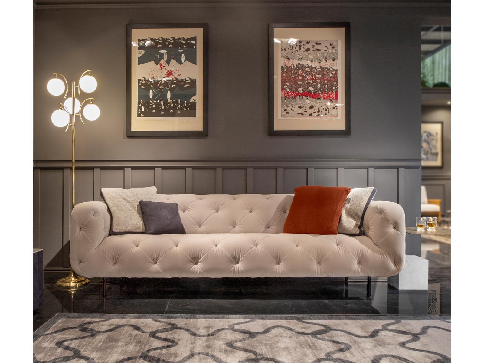 Tufted 3 seater velvet sofa | Overseas/b by Formitalia